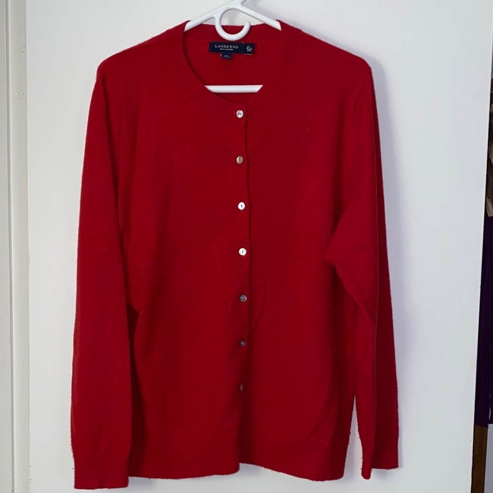 Lands' End Women's Vibrant Red Cashmere Sweater